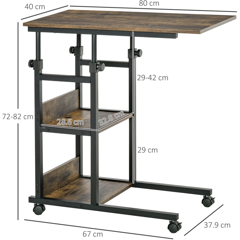 Portland 2 Shelf Brown and Black C Shaped Industrial Side Table Image 9