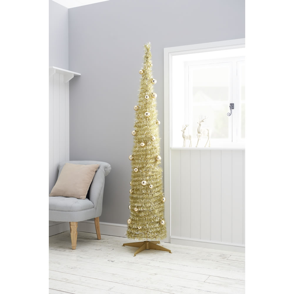 Wilko 6ft PreLit Pop Up Gold Artificial ChristmasTree Wilko