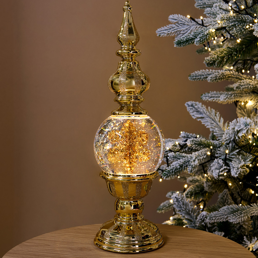 Spindle with LED Spinning Snowflake Gold Image 2