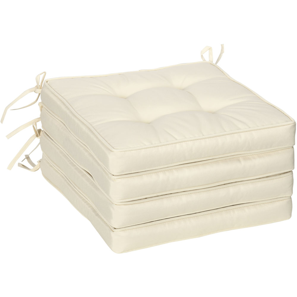 Outsunny Cream Seat Cushion with Ties 42 x 42cm Image 1