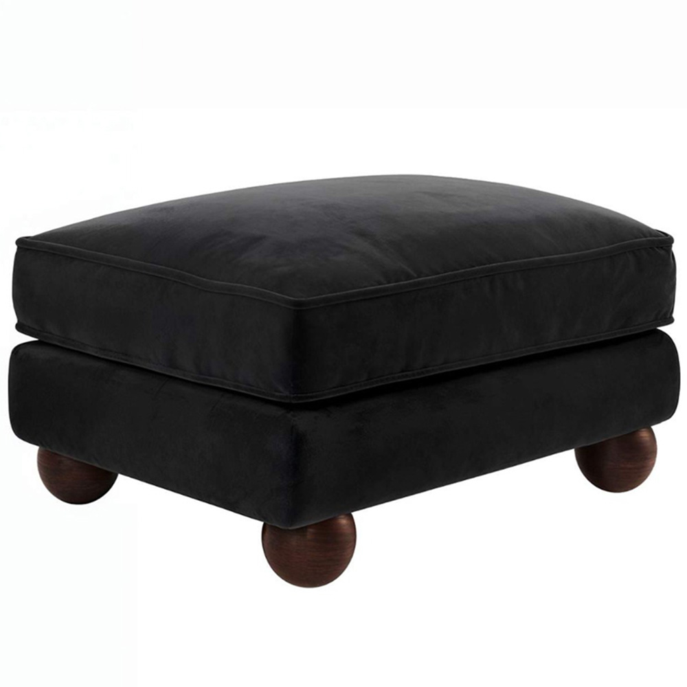 Solace+Co Addison Black Velvet Wooden Footstool Image 3
