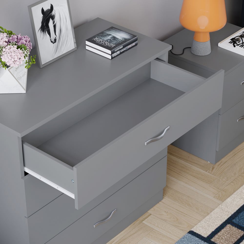 VIDA DESIGNS Riano 4 Drawer Grey Chest of Drawers with Metal Handles Image 4
