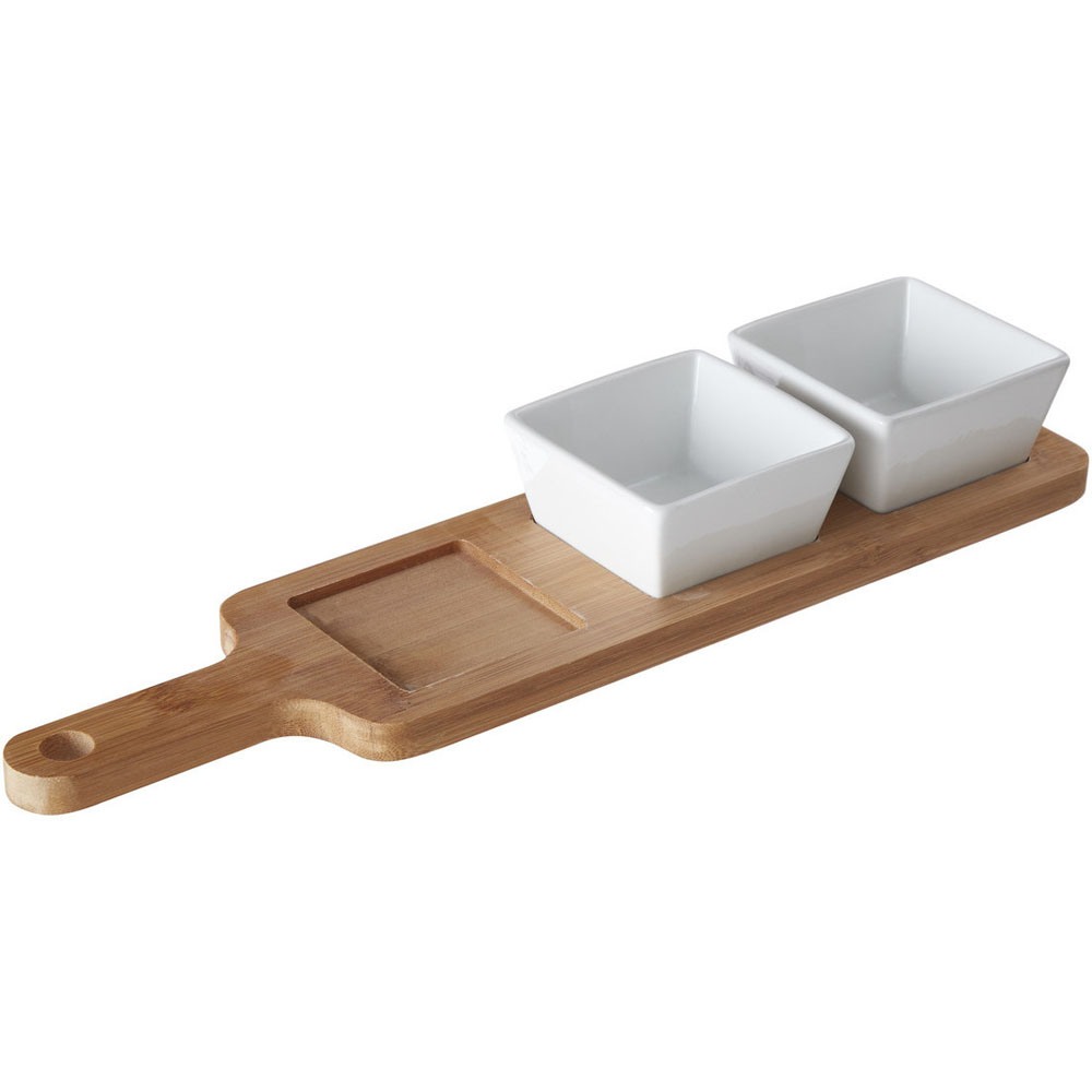 Premier Housewares Soiree Serving Board with White Dishes Image 3