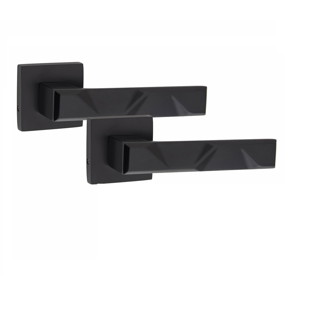 Golden Grace Matt Black Modern Nova Euro Lock Door Handle Set Image 3