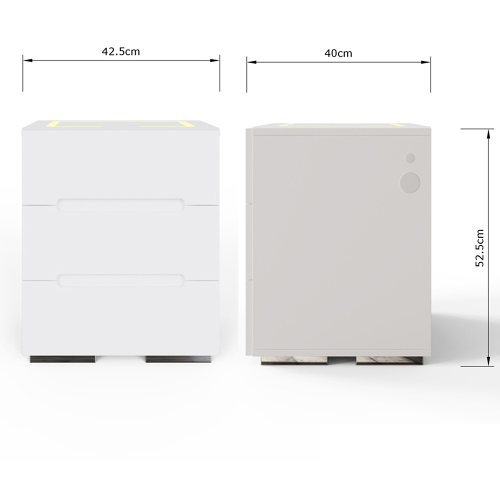 GFW Riley 3 Drawer White Smart Bedside Table Image 12
