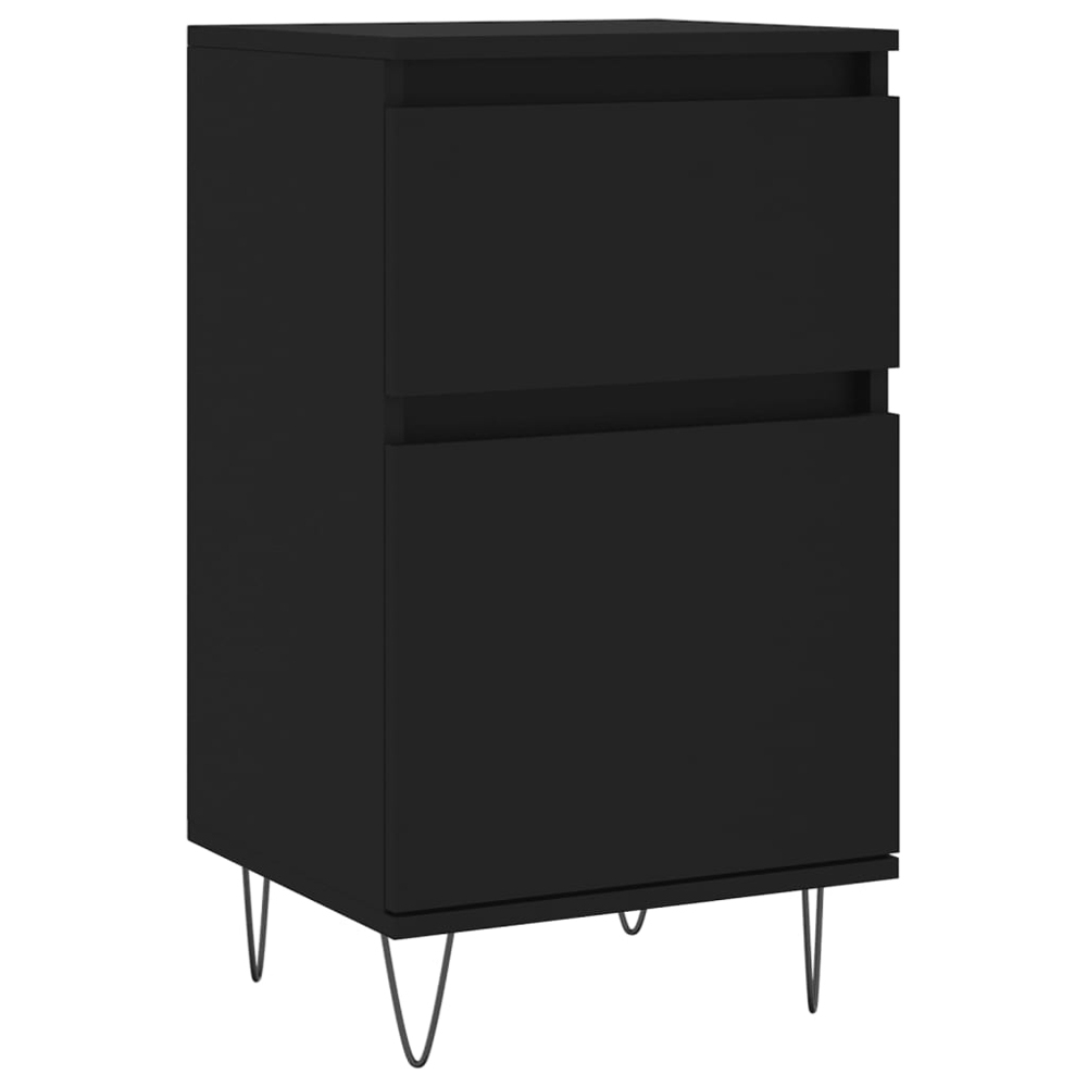 vidaXL Single Door Single Drawer Black Wooden Sideboard Image 5
