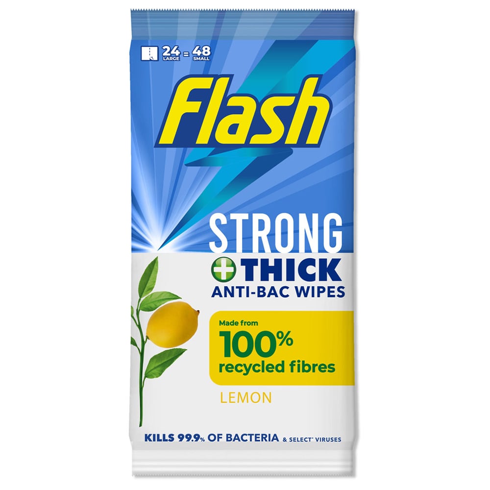 Flash Lemon Multi Purpose Cleaning Large Wipes 24 Pack Case of 8 Image 2