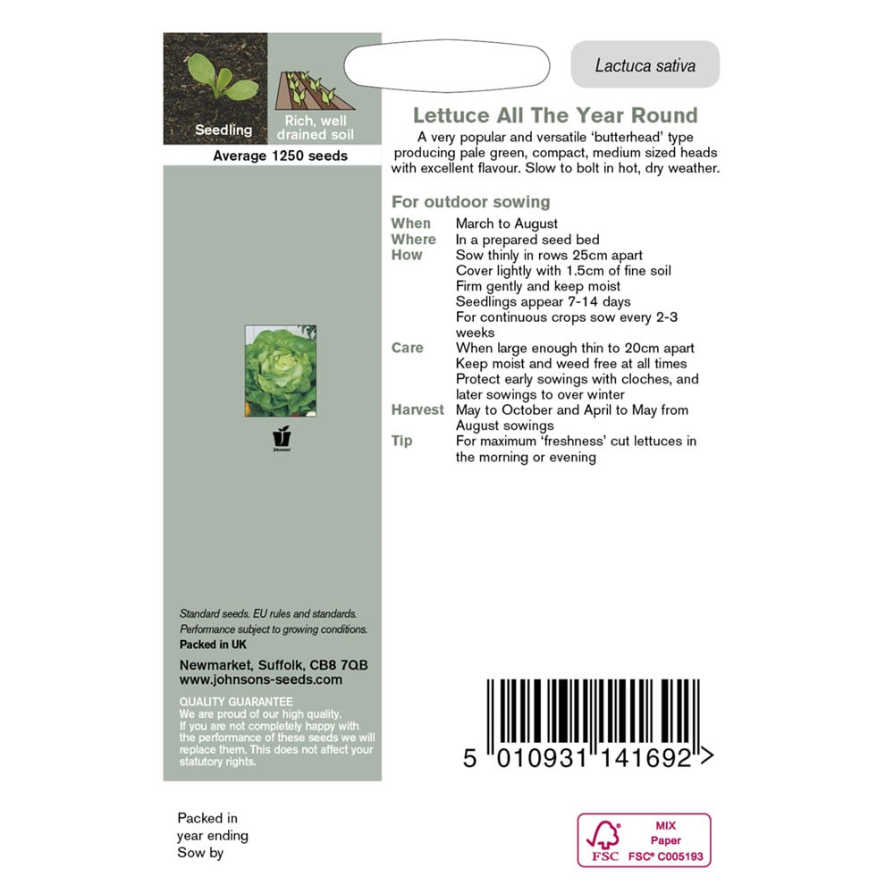Johnsons Lettuce All the Year Round Seeds Image 3