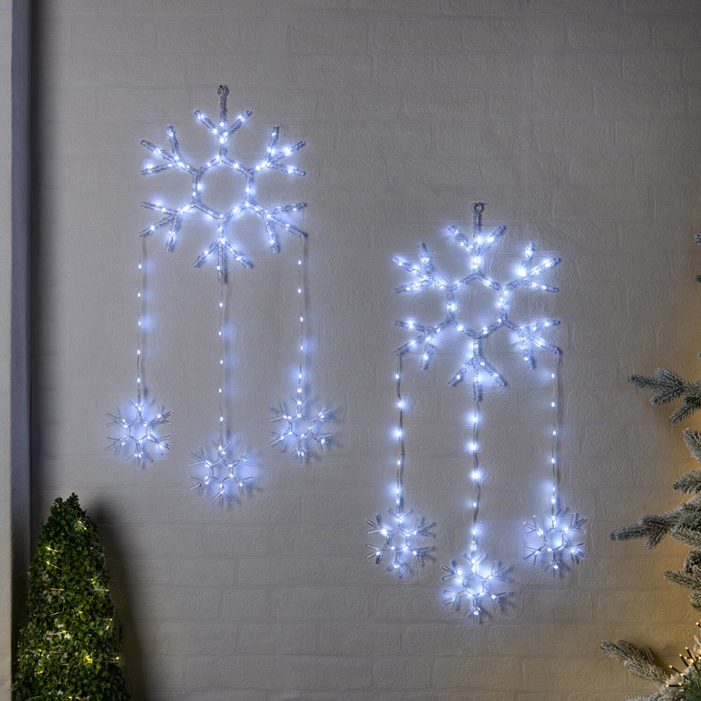 Pack of 2 LED Hanging Snowflake Lights Image 1