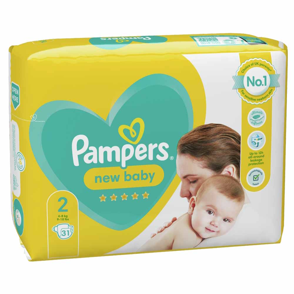 het winkelcentrum Gastvrijheid pepermunt Pampers New Baby Nappies Size 2 (4-8 kg), 31 pack | Wilko