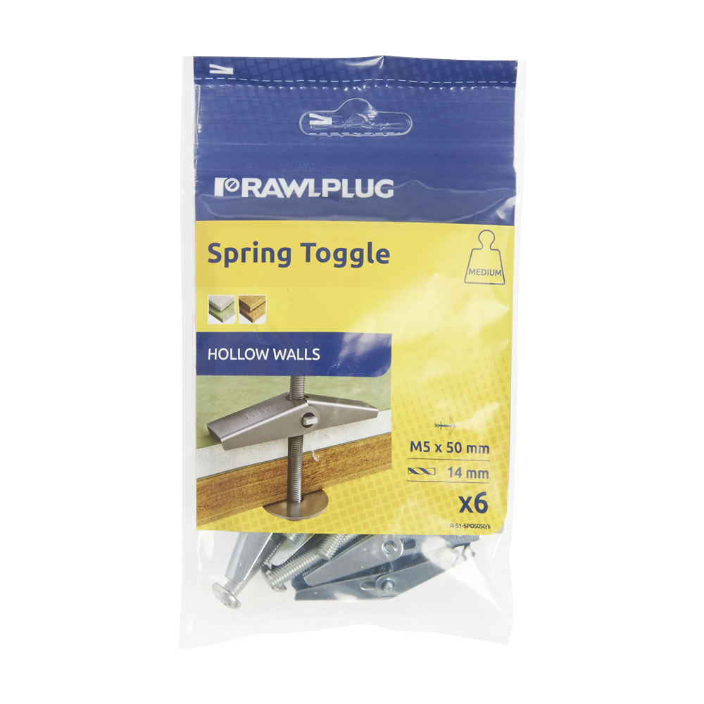 Rawlplug 5 x 50mm Spring Toggle Fixings 6 Pack Image 2