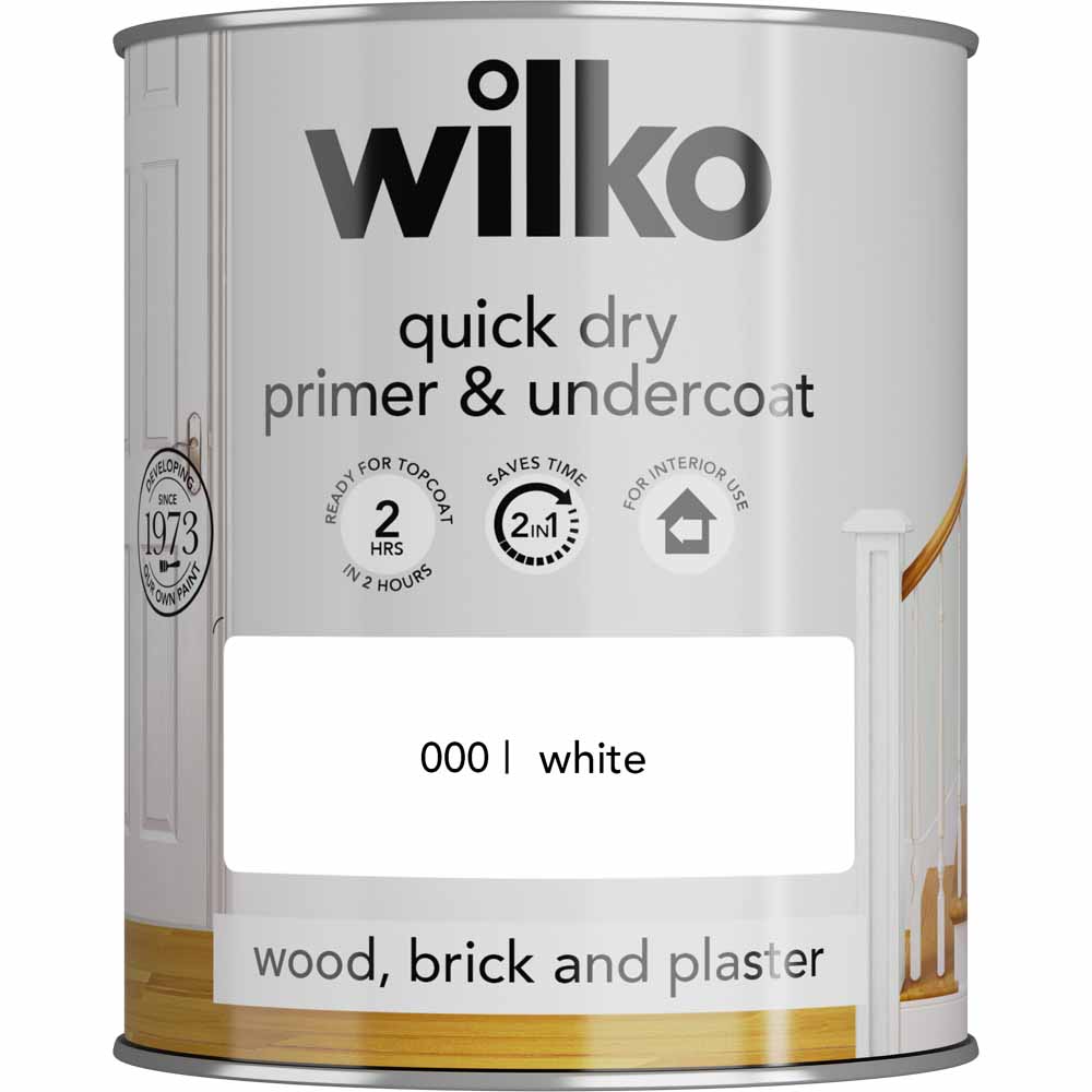 Wilko Quick Dry Wood Brick and Plaster White Primer and Undercoat 750ml Image 2