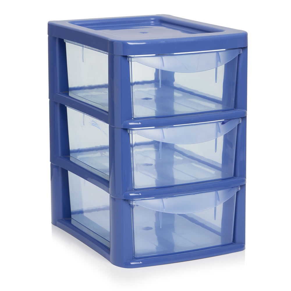 Wilko Small Blue 3 Drawer Tower Image