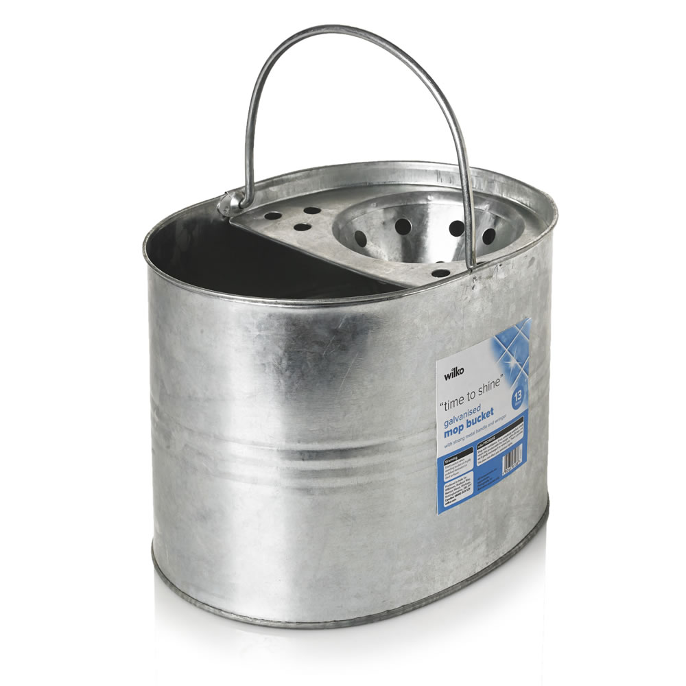Wilko Silver Galvanised Mop Bucket Image