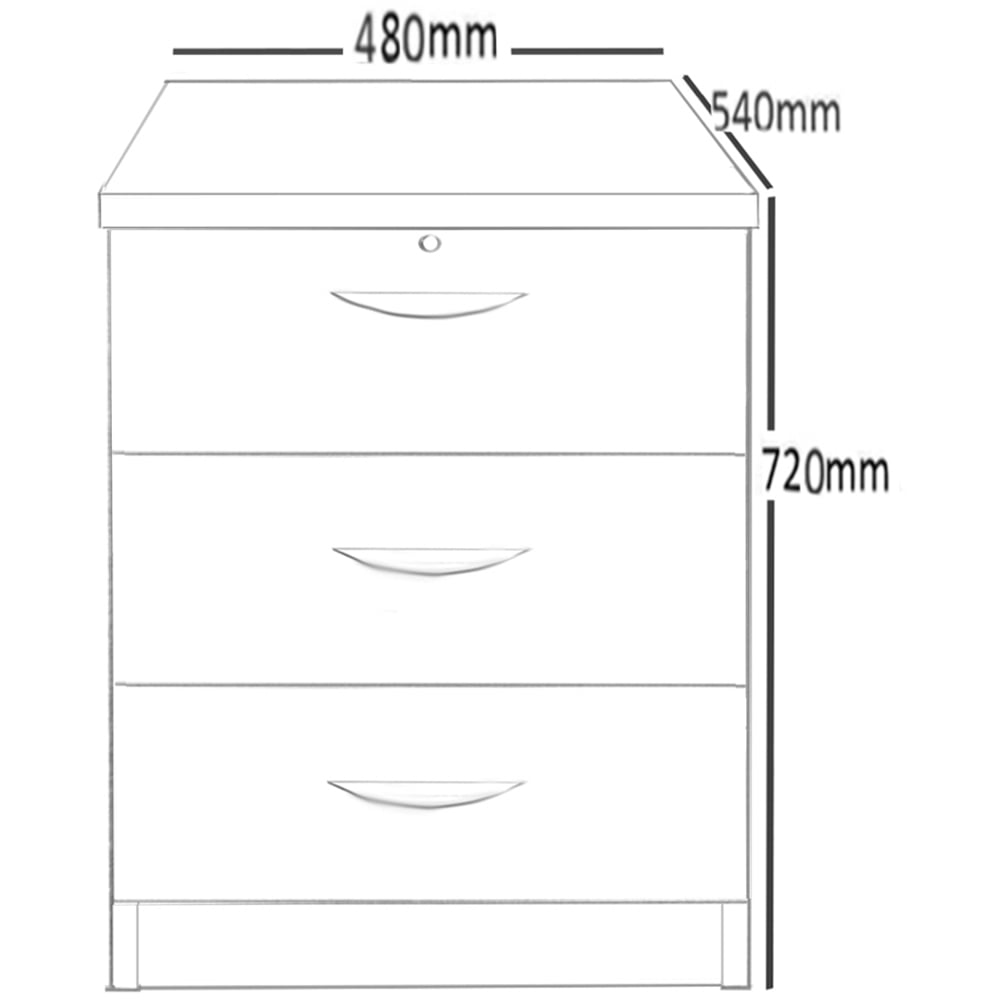 R White Cabinets 3 Drawer Brown Storage Unit Image 5
