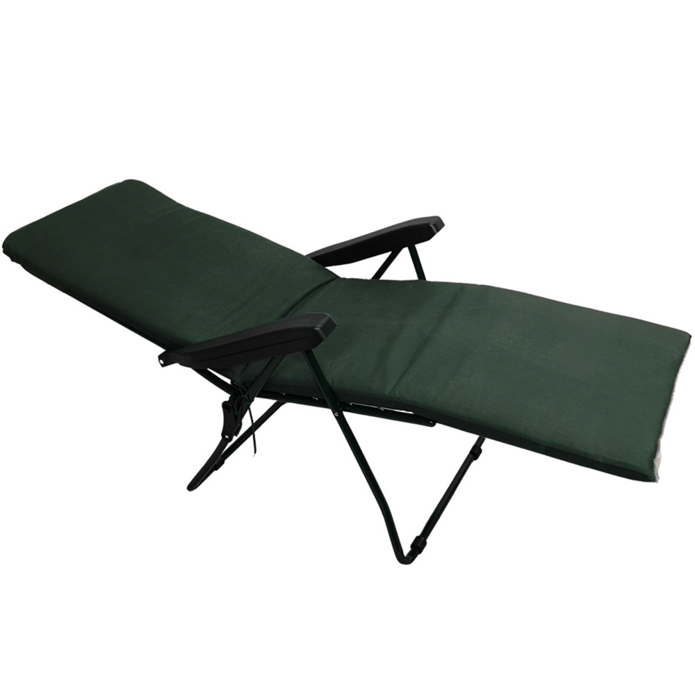 Samuel Alexander Plain Green Garden Patio Padded Recliner Sun Lounger Image 6
