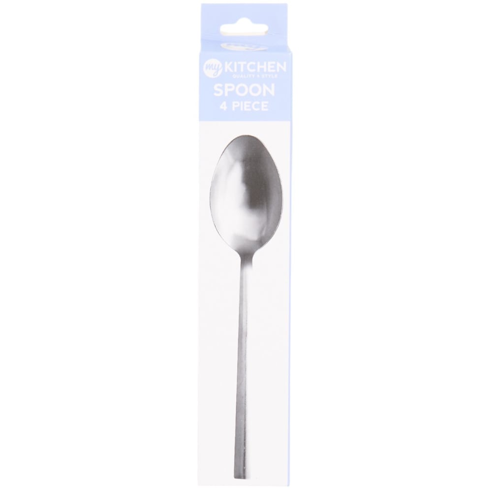 Pack of 4 My Kitchen Spoons - Silver Image 1