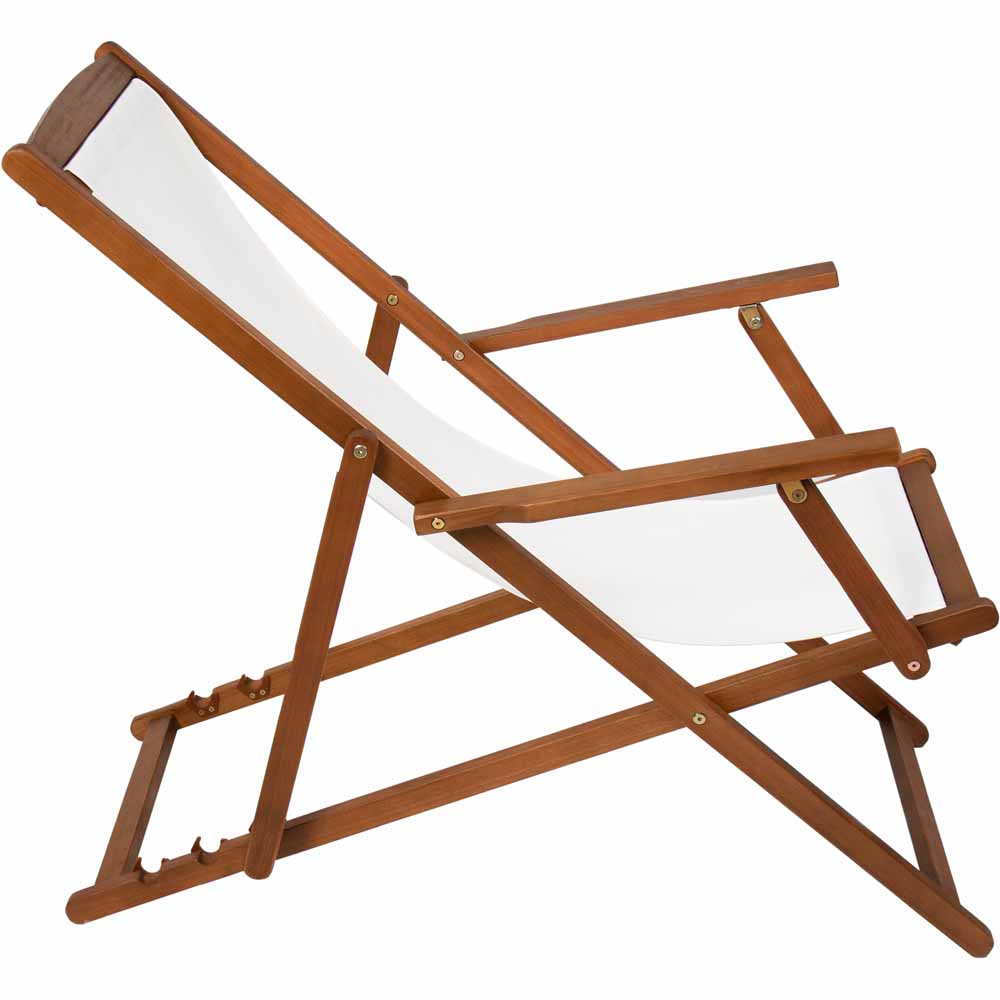 Charles Bentley Cream FSC Eucalyptus Wooden Deck Chair Image 2