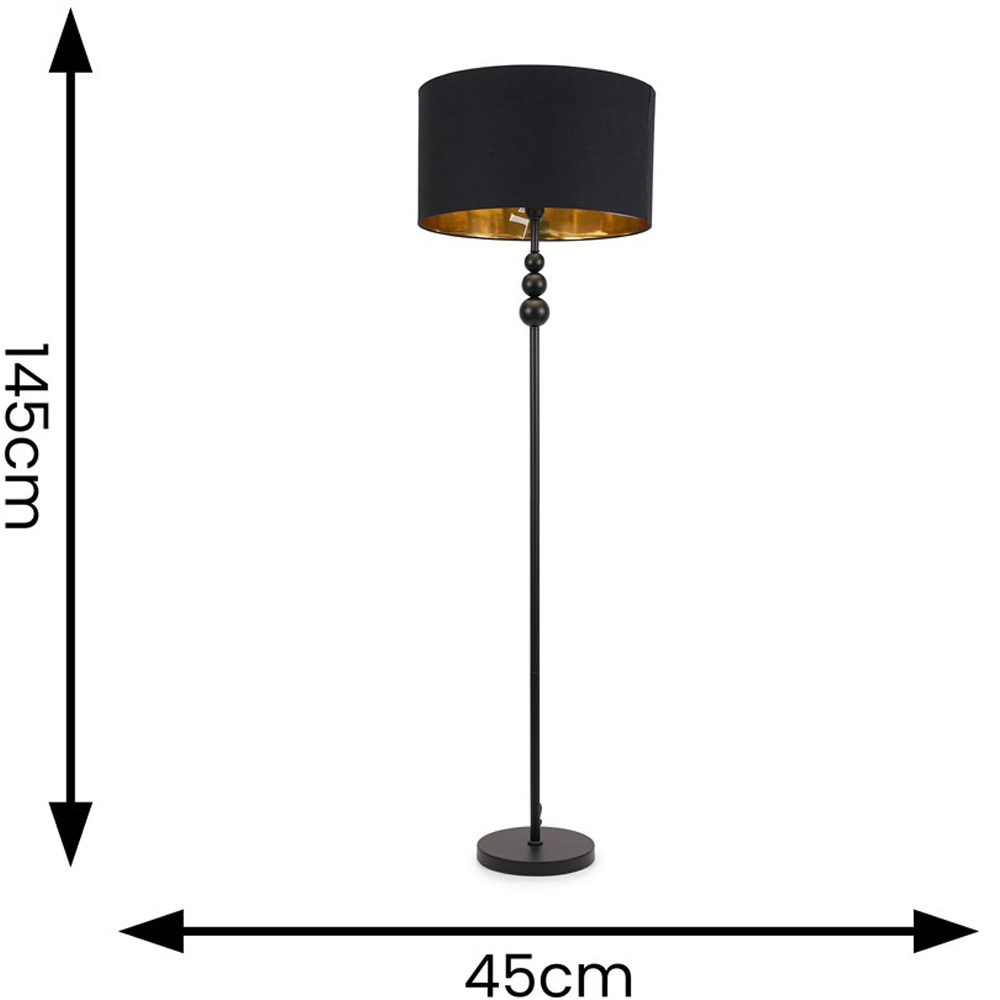 ValueLights Marissa Black and Gold Shade Black Ball LED Floor Lamp Image 7