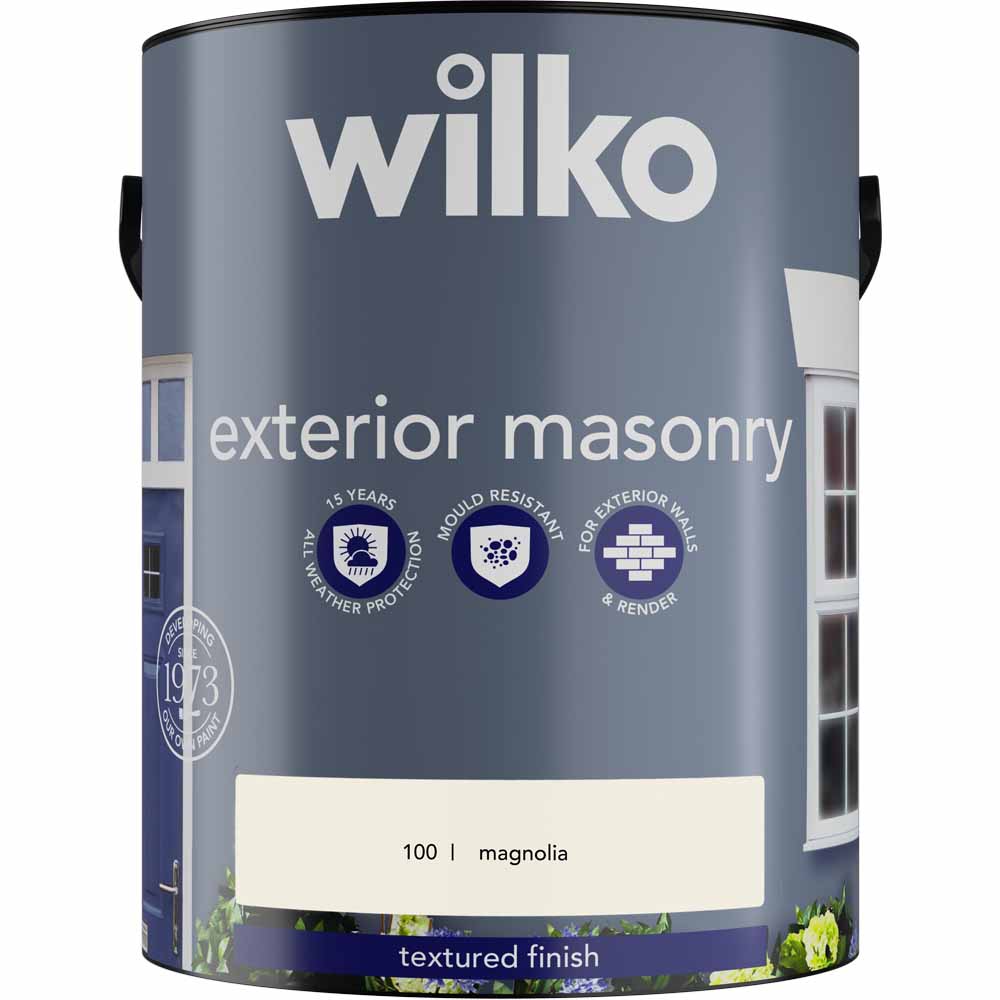 Wilko Exterior Wall Magnolia Textured Masonry Paint 5L Image 1