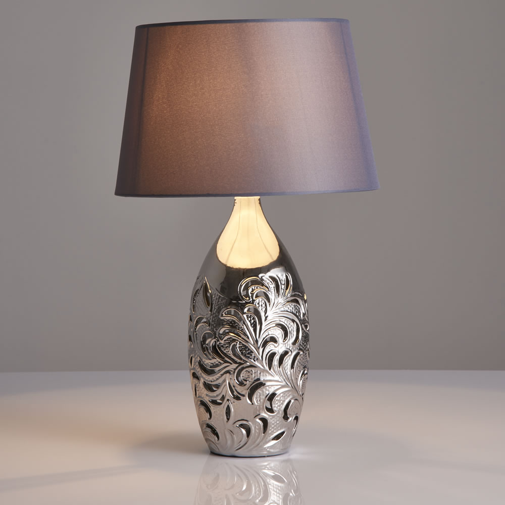 Wilko Silver Ceramic Cut Out Lamp Image 2