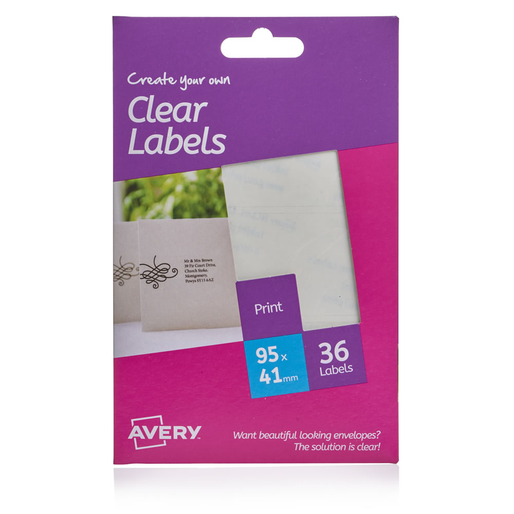 Avery Printable Clear Labels 36pk 95 x 41mm Image