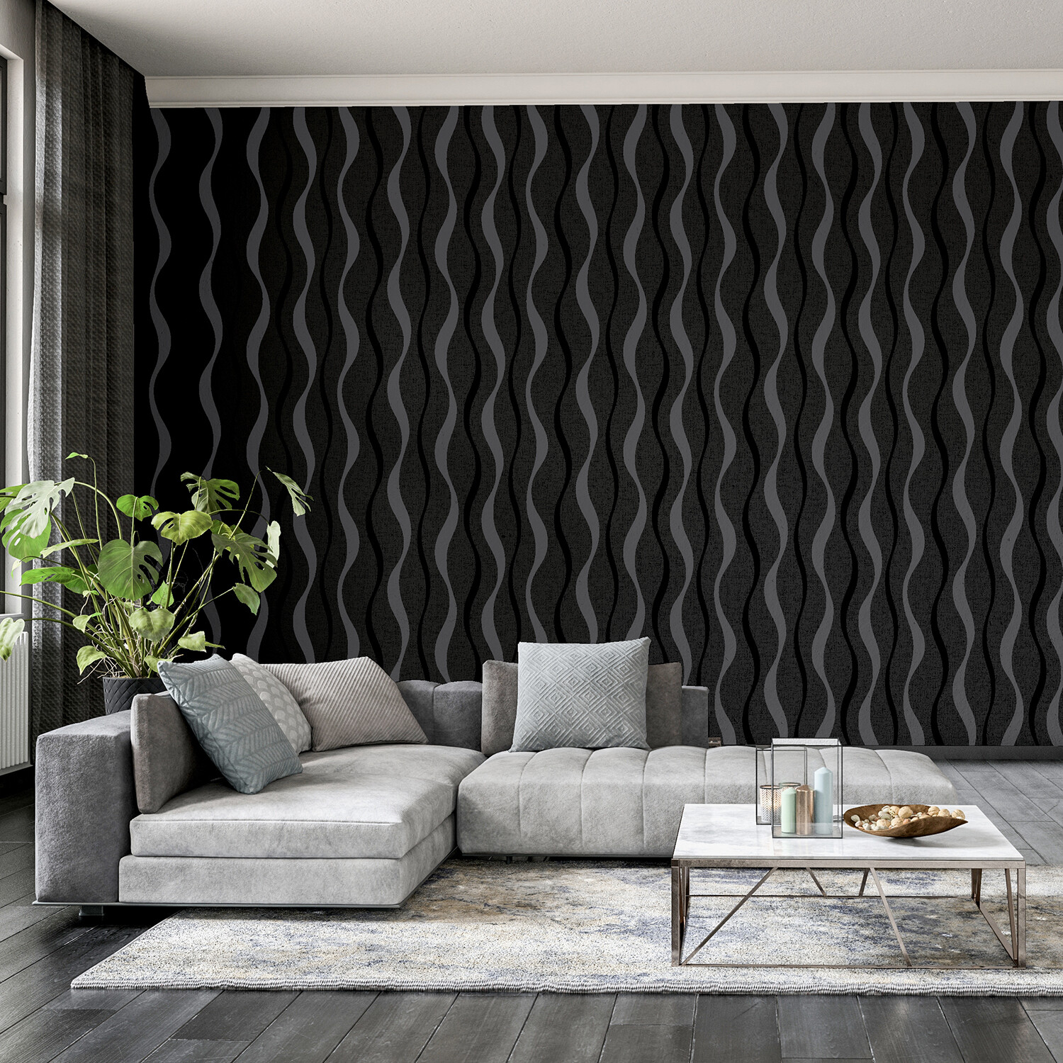 Ribbon Black Wallpaper - Black Image 6