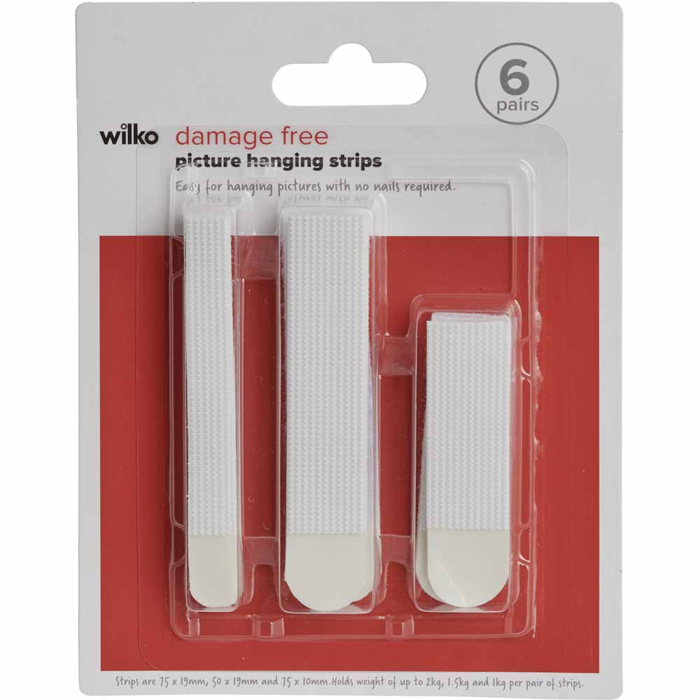 Wilko Damage Free Hanging Strips 6 Pairs Image