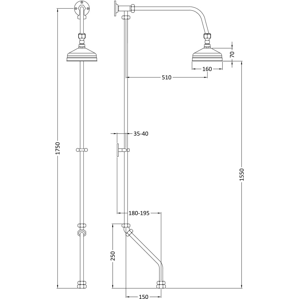 nuie Chrome Rigid Riser Kit Image 2