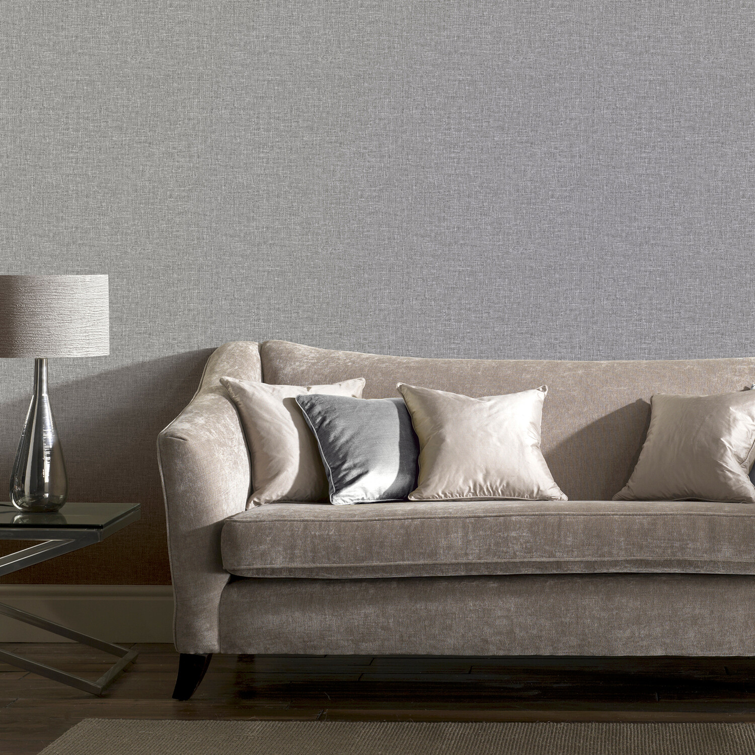 Linen Textured Wallpaper - Mid Grey Image 3