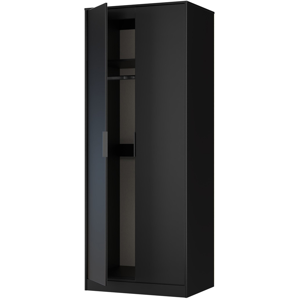 Crowndale Hong Kong 2 Door Matt Black Tall Wardrobe Ready Assembled Image 5