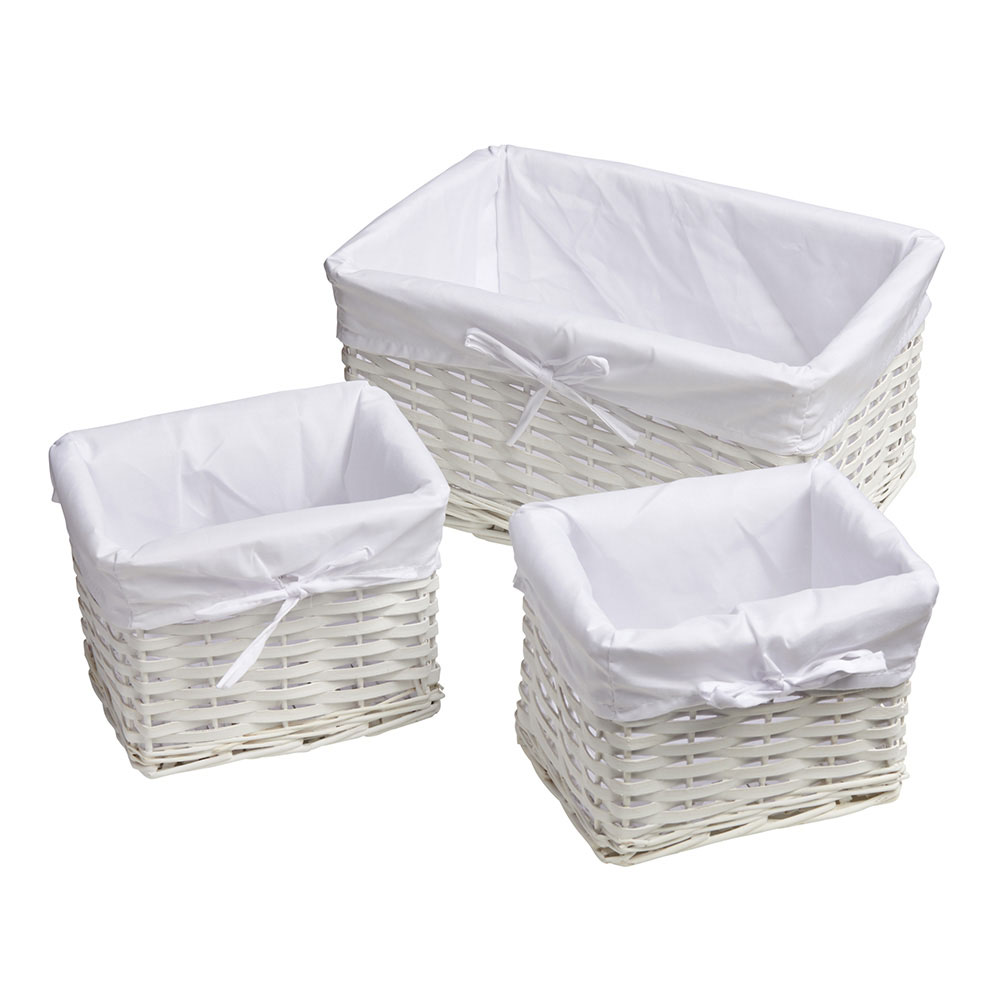 Wilko Set of 3 White Baskets Wilko