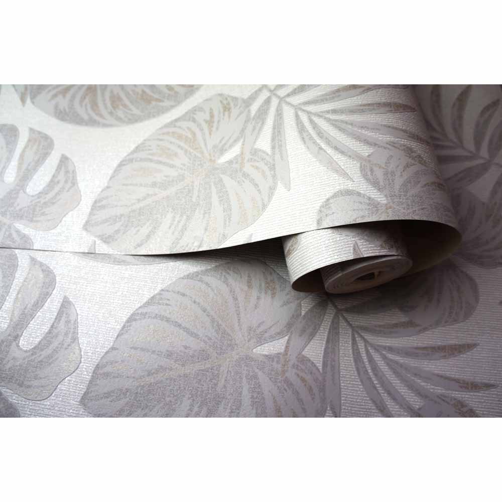Holden Decor Riviera Leaf Grey Wallpaper Image 3