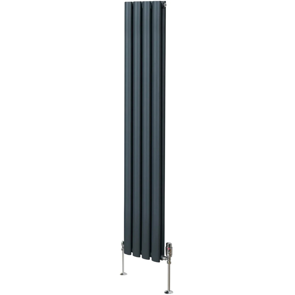 Monster Shop 2797BTU Anthracite Grey Oval Column Radiator and Valves 1600 x 240mm Image 3