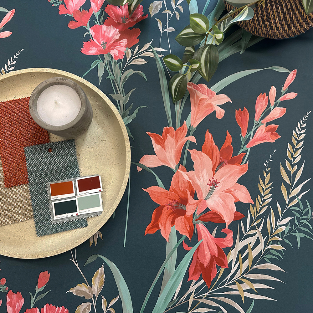 Belgravia Decor Thalia Teal Wallpaper Image 3