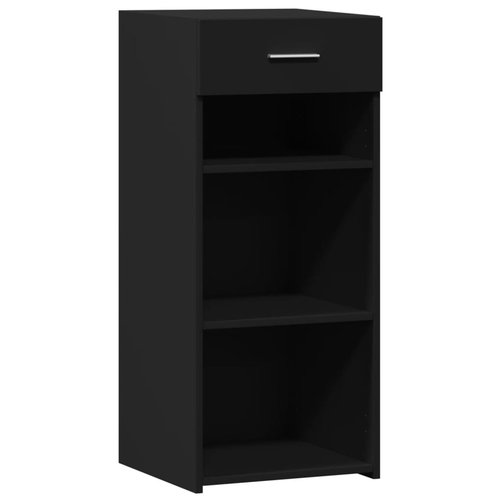 vidaXL Single Drawer 3 Shelf Black Wooden Sideboard Image 2