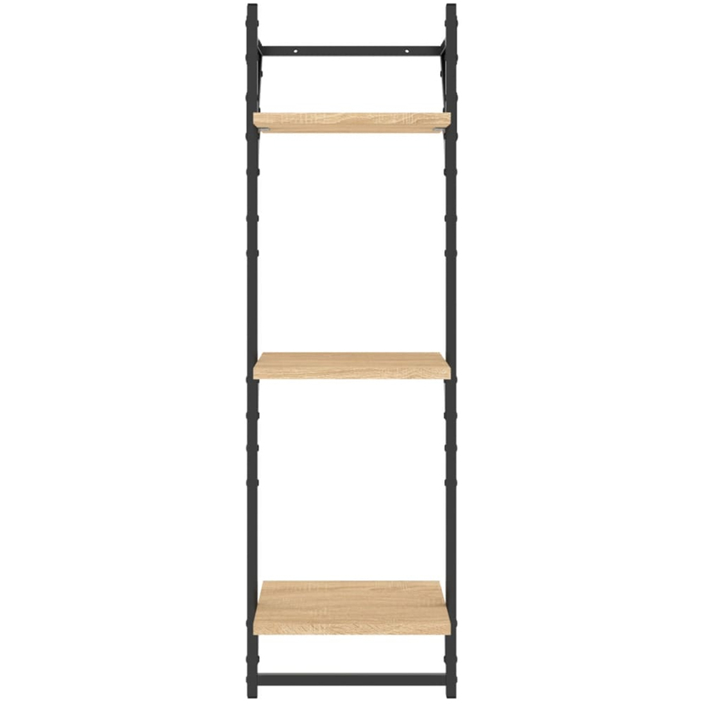 vidaXL 3 Shelf Sonoma Oak Wooden Floating Wall Shelf with Rods Image 4