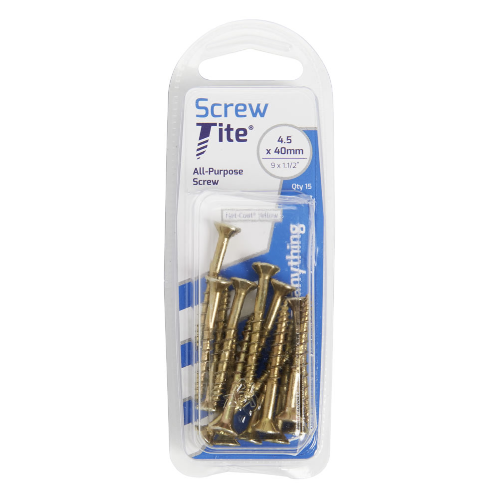 Screw Tite 4.5 x 40mm Net Coat Yellow Screws 15 Pack Image 2