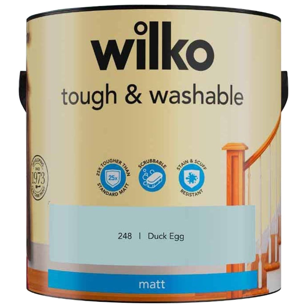 Wilko Tough & Washable Duck Egg Matt Emulsion Paint 2.5L Image 2