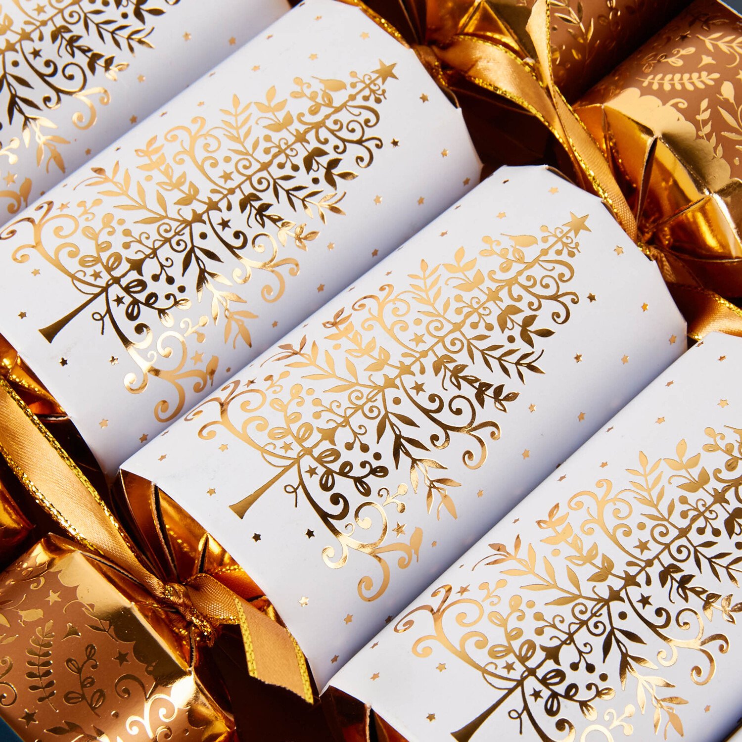 Pack of 8 Premium Tree Crackers Gold  - Gold Image 3