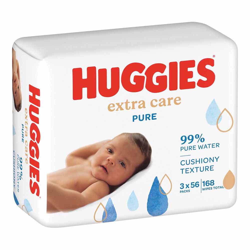 Huggies Pure Extra CareTriplo Baby Wipes 3 Pack 56 Wipes Image 3