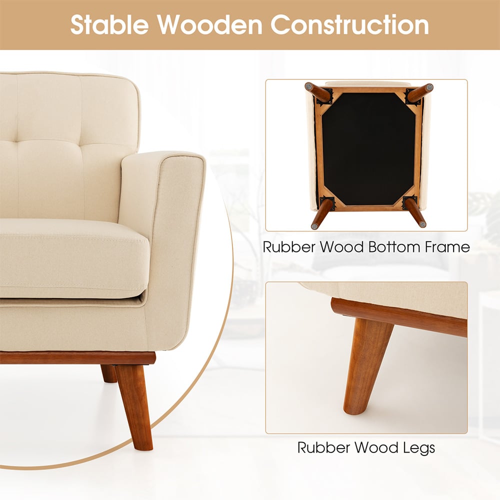 Costway Beige Padded Accent Armchair Image 7