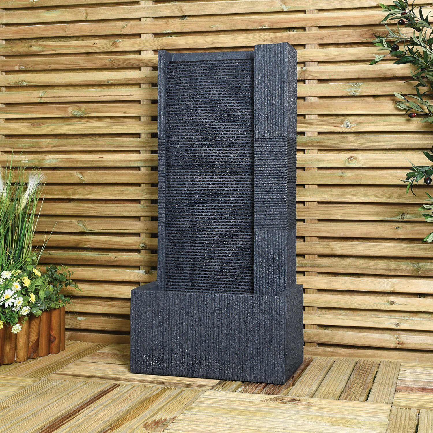 Textured Ripple Wall Water Feature - Grey Image 4