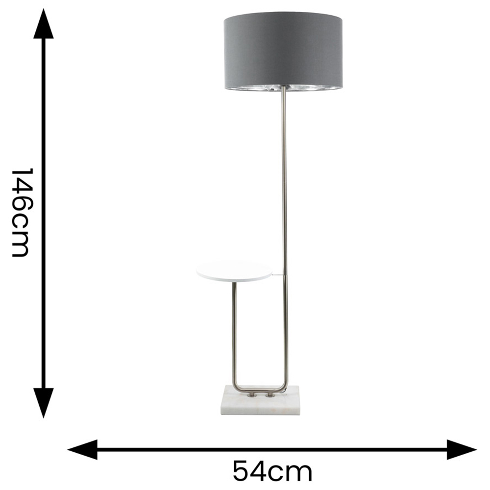 ValueLights Tavel Chrome LED Floor Lamp Table with Charcoal and Chrome Lamp Shade Image 4