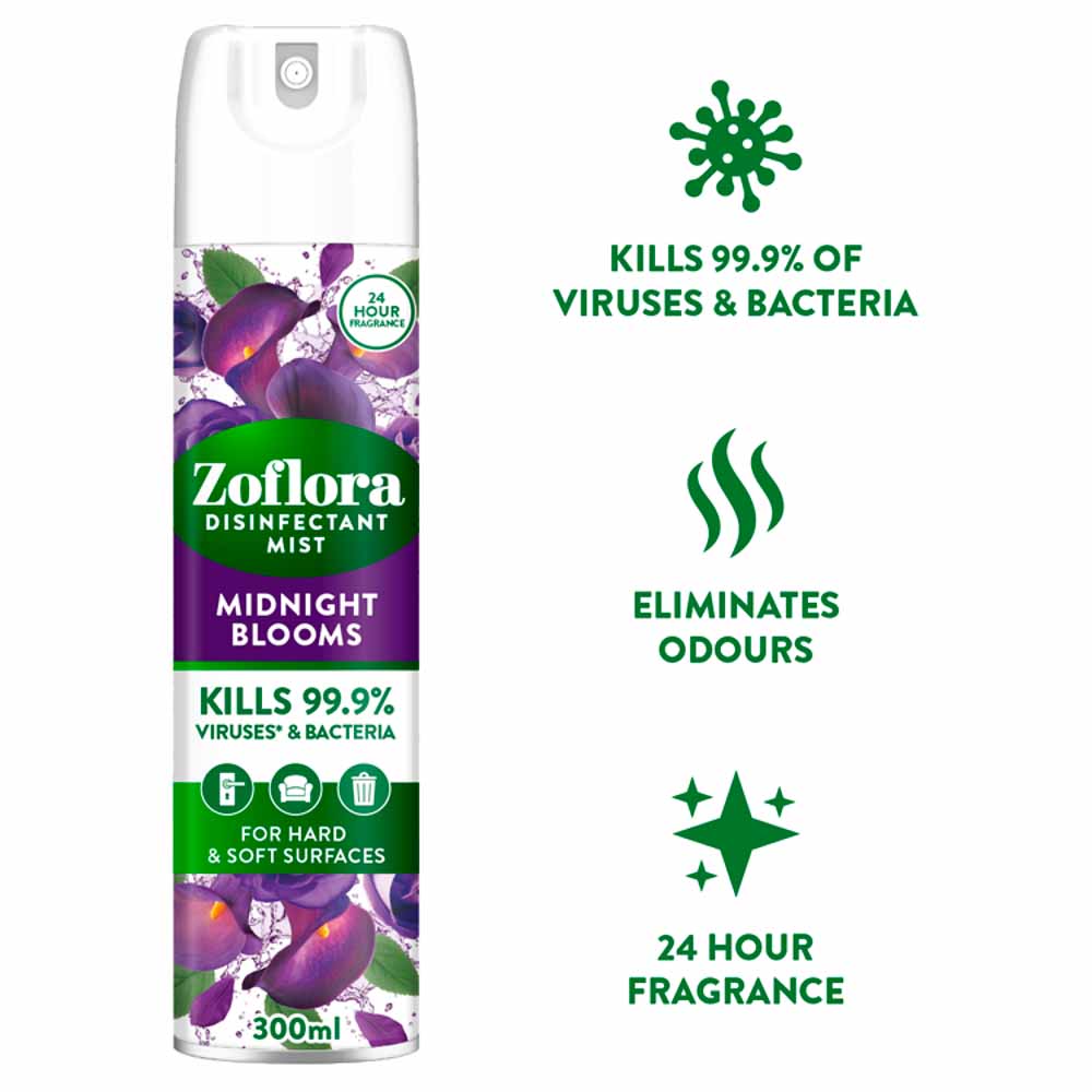 Zoflora Disinfectant Mist Midnight Blooms Case of 6 x 300ml Image 3