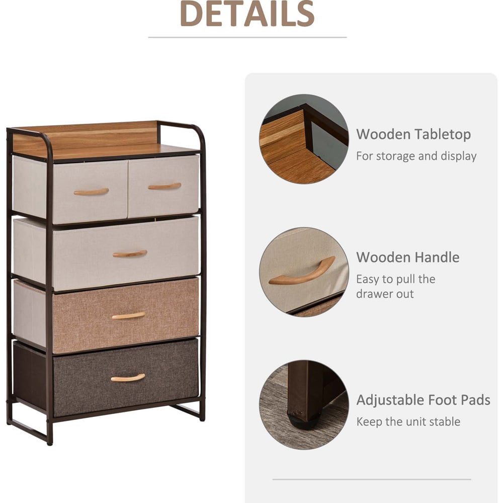Portland 5 Drawer Brown and Wood Effect Chest of Drawers Image 7