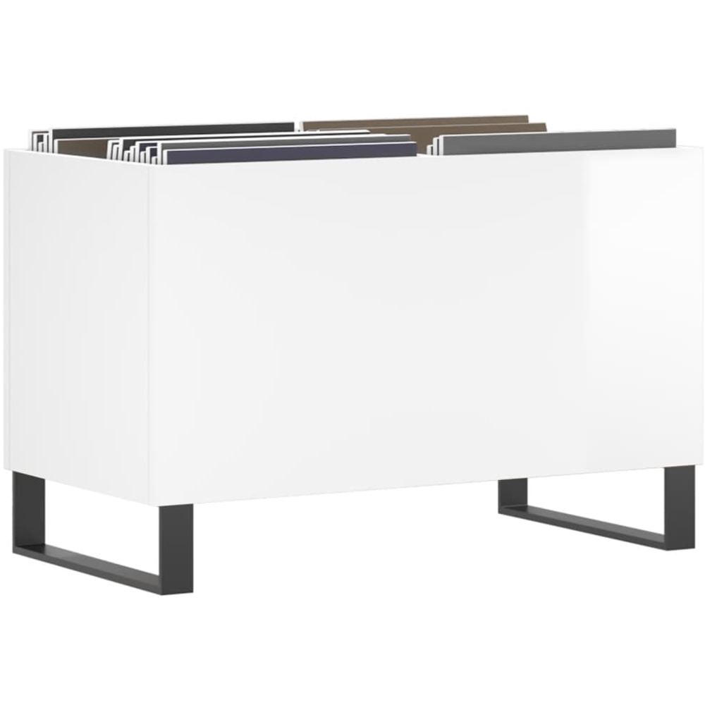 vidaXL High Gloss White Record Cabinet Image 3