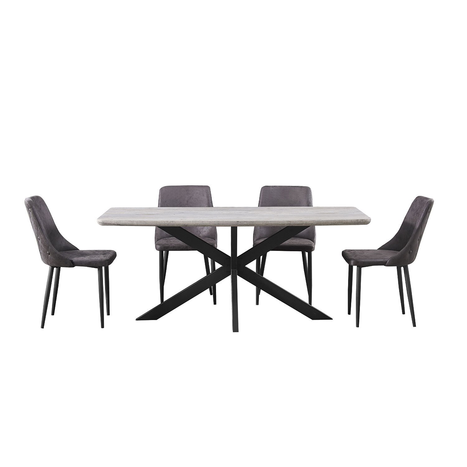 Chester 6 Seater Dining Table Grey and Black Image 5