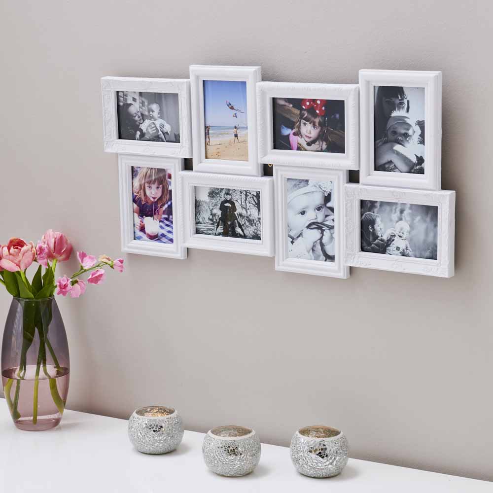 Wilko White 8 Multi Aperture Photo Frame 6 x 4 Inch Wilko