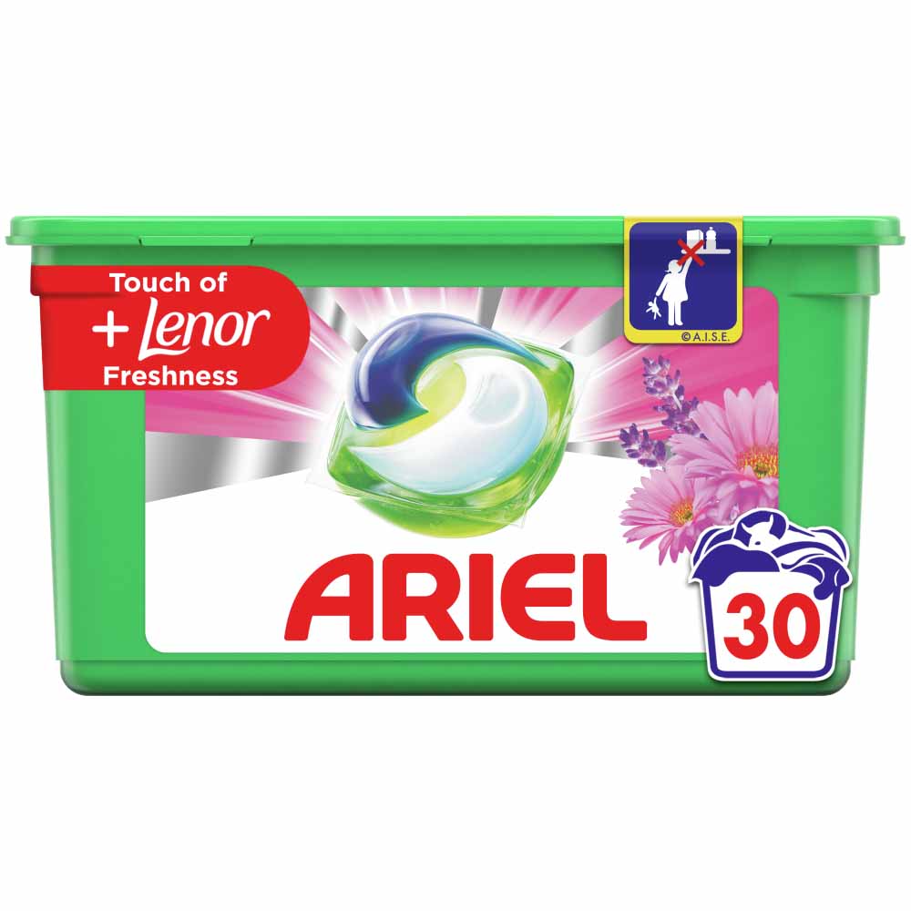 Ariel +Fibre Protection All-in-1 Pods Washing Liquid Capsules 30 Washes Image 1